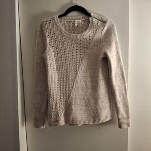 Rebecca Taylor Women's Elegant Cream And Gray Wool Sweater